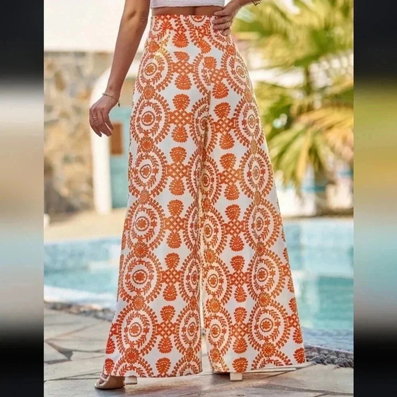 Allover Print Wide Leg Pants Palazzo Pants - Picture 1 of 6